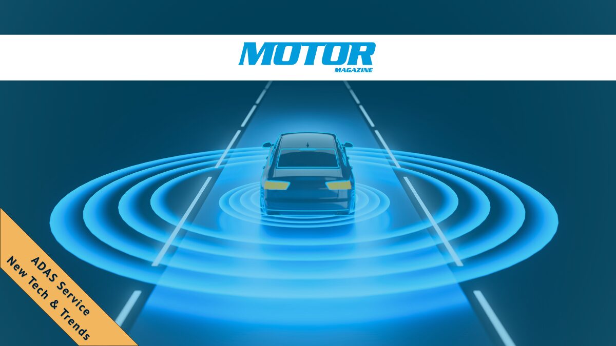 Blue vehicle showing waves for sensor technology